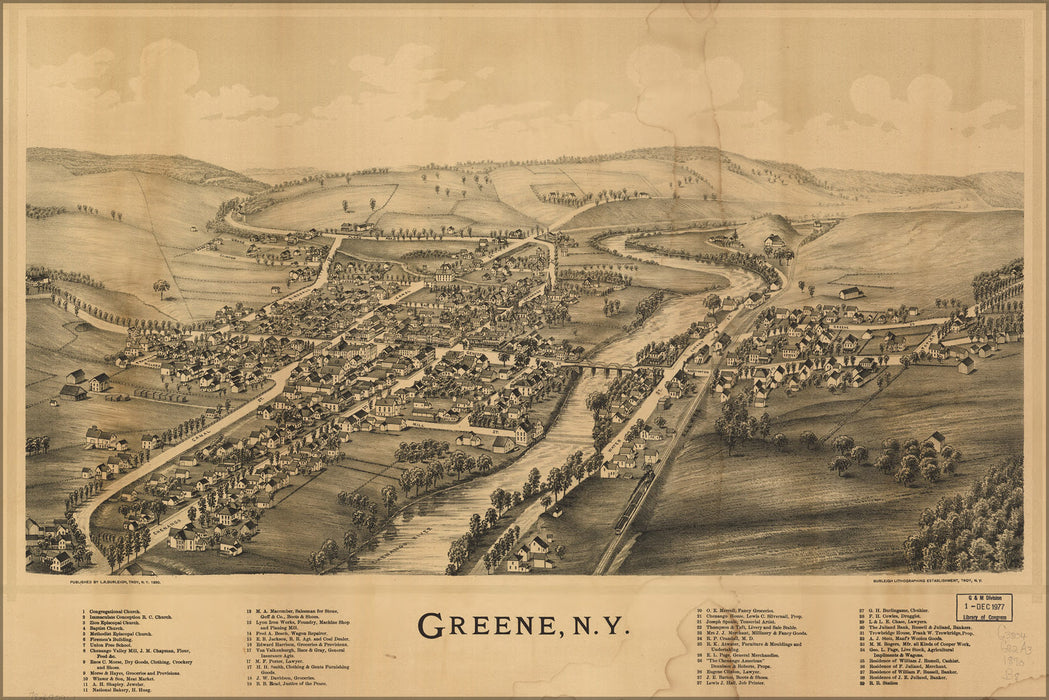 24"x36" Gallery Poster, map of Greene, New york 1890