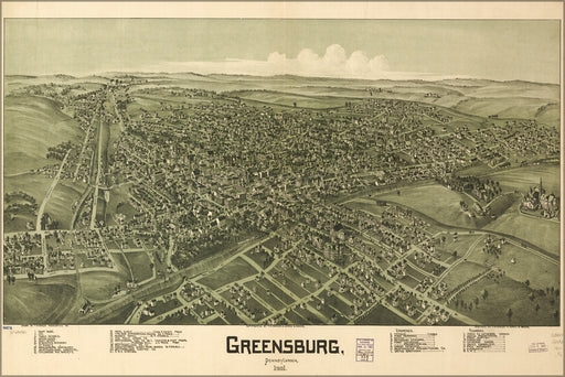 24"x36" Gallery Poster, map of Greensburg, Pennsylvania 1901