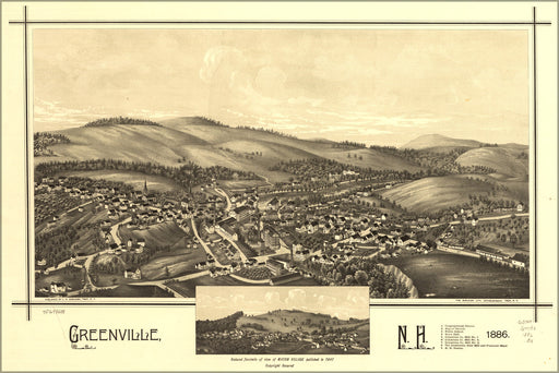 24"x36" Gallery Poster, map of Greenville, New hampshire 1886