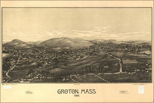 24"x36" Gallery Poster, map of Groton, Massachusetts 1886