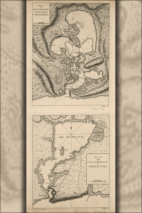 24"x36" Gallery Poster, map of Guantanamo Bay Cuba 1768