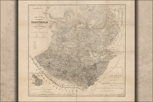 24"x36" Gallery Poster, map of Guatemala 1859 in catalan
