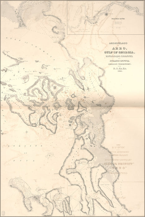 24"x36" Gallery Poster, map of Gulf of Georgia Straits of Fuca 1841