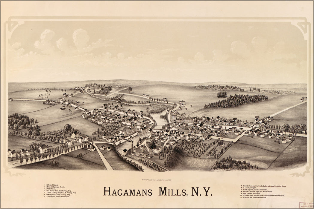 24"x36" Gallery Poster, map of Hagamans Mills, New york 1890