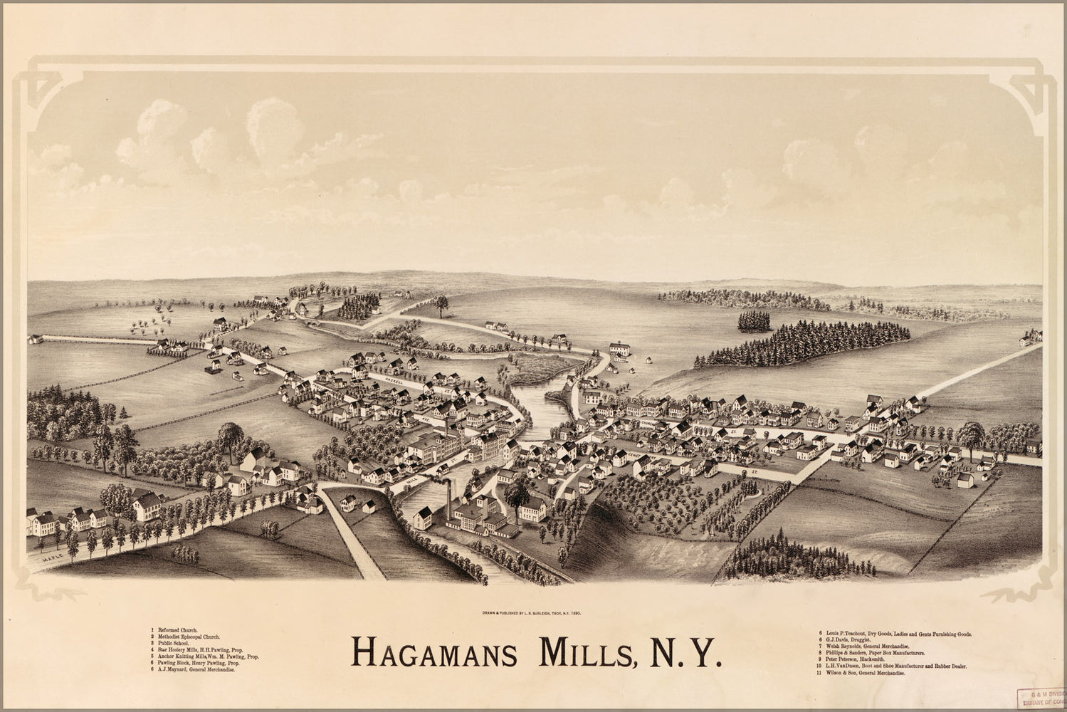 24"x36" Gallery Poster, map of Hagamans Mills, New york 1890