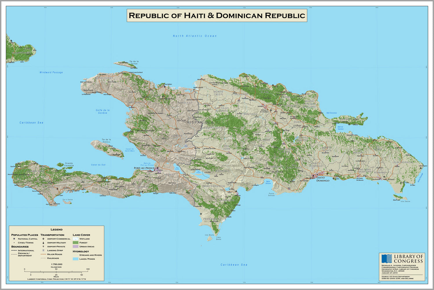 24"x36" Gallery Poster, map of Haiti & Dominican Republic 2010 05_19
