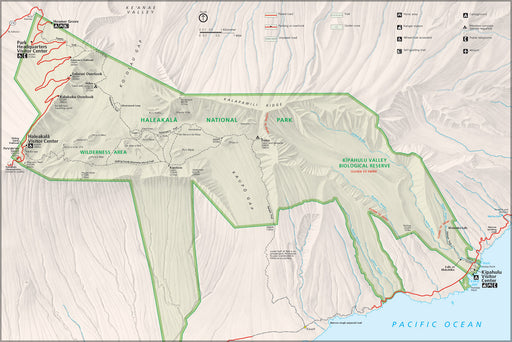 24"x36" Gallery Poster, map of Haleakala National Park, Hawaii. 2008