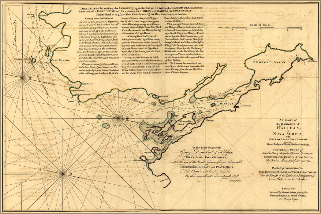 24"x36" Gallery Poster, map of Halifax harbor Nova Scotia canada 1768