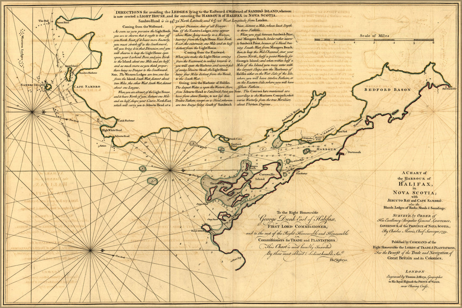 24"x36" Gallery Poster, map of Halifax harbor Nova Scotia canada 1768