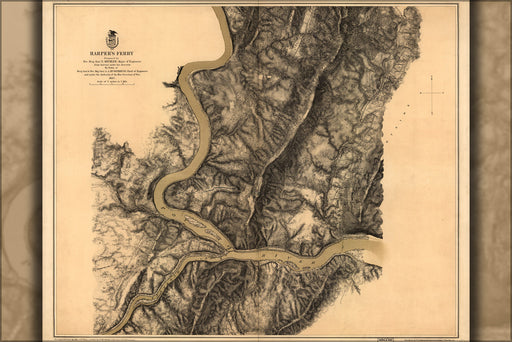 24"x36" Gallery Poster, map of Harpers Ferry 1863