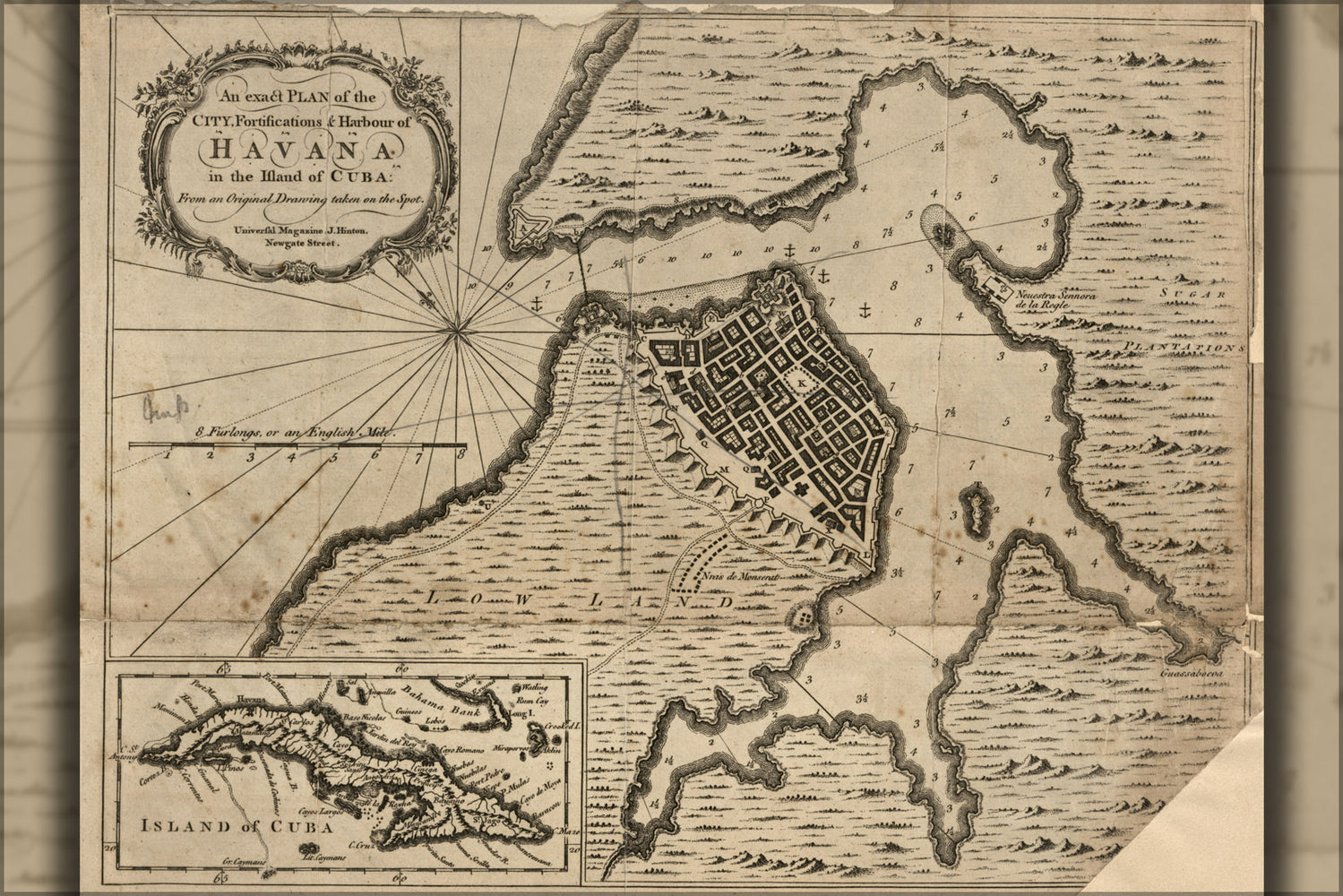 24"x36" Gallery Poster, map of Havana, Cuba 1762