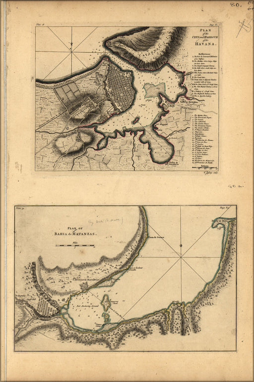 24"x36" Gallery Poster, map of Havana cuba 1768
