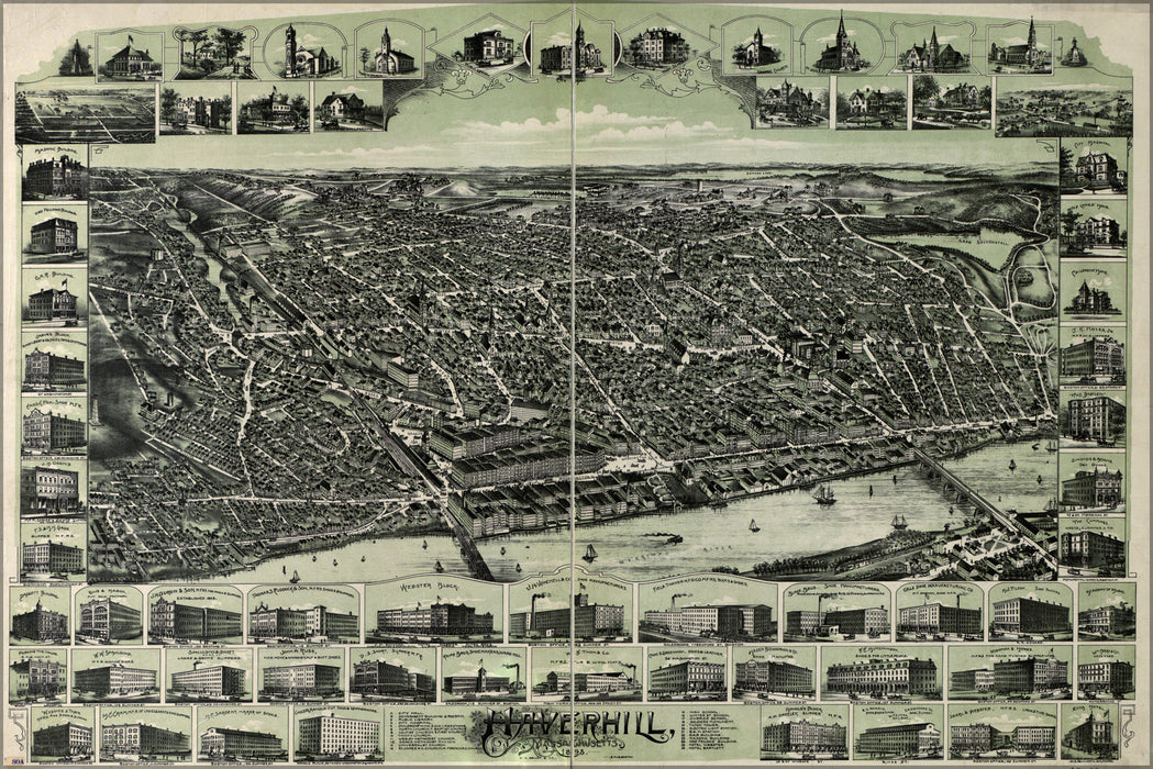 24"x36" Gallery Poster, map of Haverhill, Massachusetts 1893