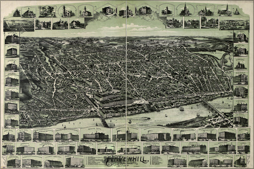 24"x36" Gallery Poster, map of Haverhill, Massachusetts 1893