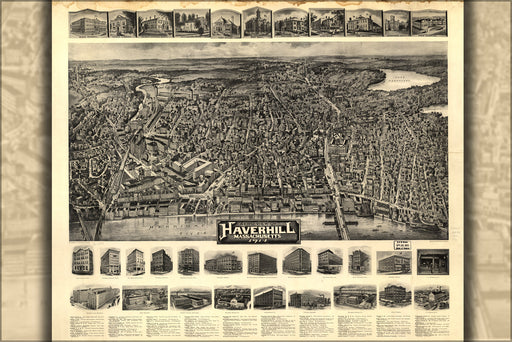24"x36" Gallery Poster, map of Haverhill, Massachusetts 1914