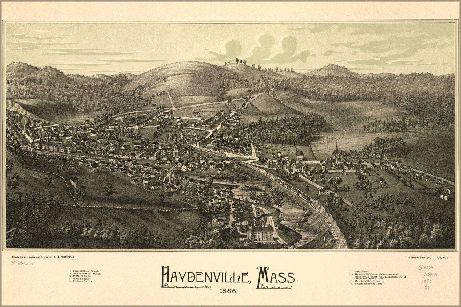 24"x36" Gallery Poster, map of Haydenville, Massachusetts 1886