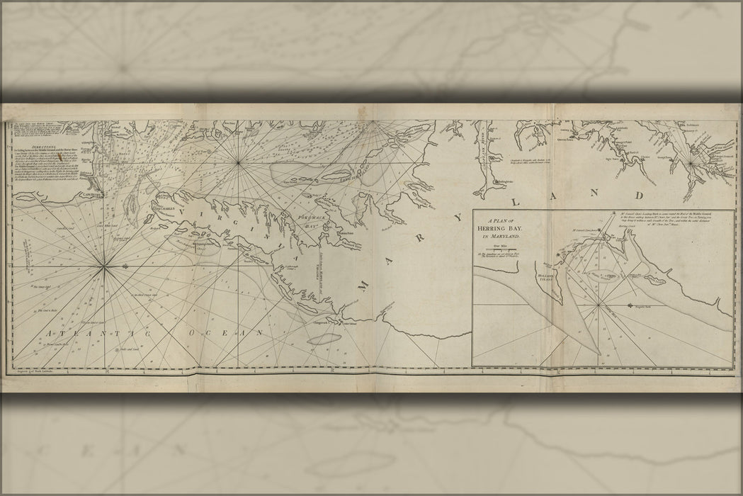 24"x36" Gallery Poster, map of Herring Bay in Maryland 1777