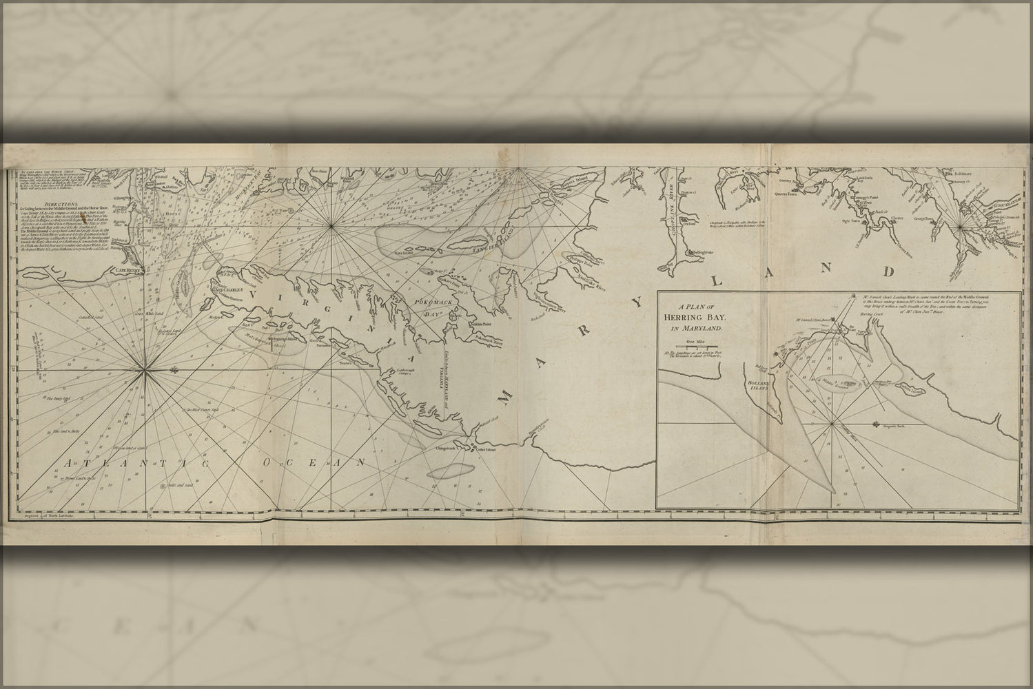 24"x36" Gallery Poster, map of Herring Bay in Maryland 1777