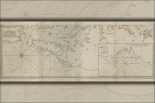 24"x36" Gallery Poster, map of Herring Bay in Maryland 1777