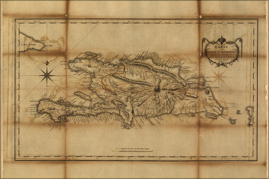 24"x36" Gallery Poster, map of Hispaniola 1796