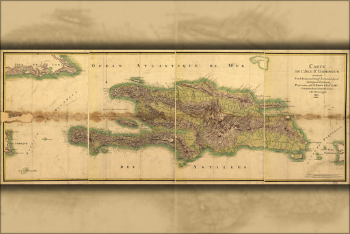 24"x36" Gallery Poster, map of Hispaniola 1805