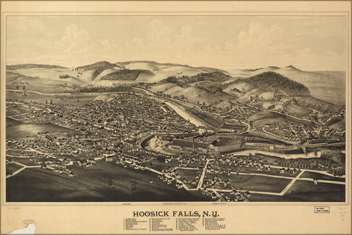24"x36" Gallery Poster, map of Hoosick Falls, New york 1889