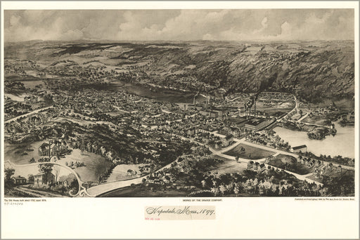 24"x36" Gallery Poster, map of Hopedale, Massachusetts 1899