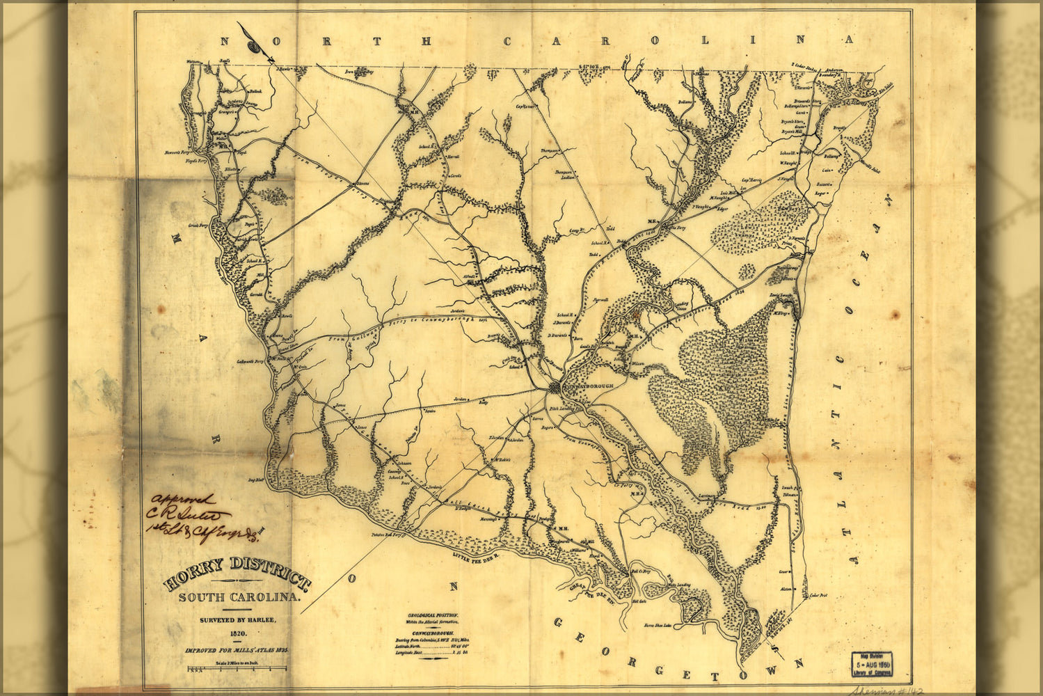 24"x36" Gallery Poster, map of Horry District, South Carolina 1825