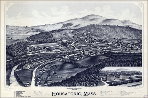 24"x36" Gallery Poster, map of Housatonic, Massachusetts 1890