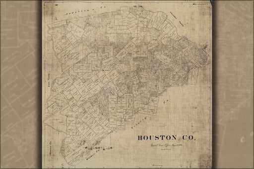 24"x36" Gallery Poster, map of Houston Co texas 1890