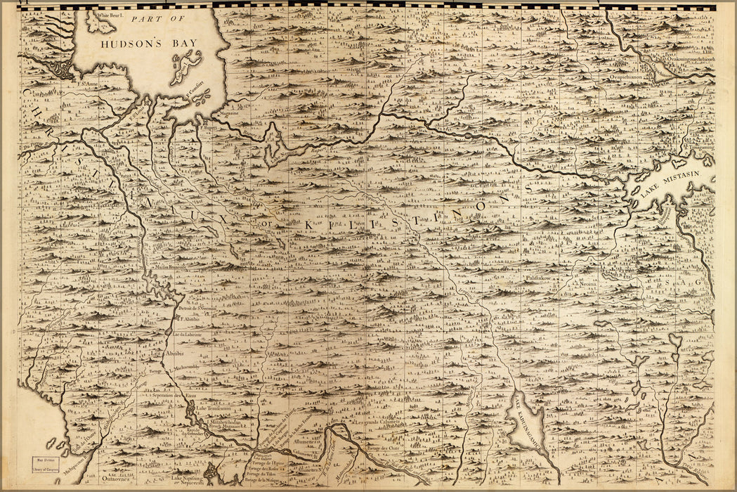 24"x36" Gallery Poster, map of Hudson Bay region canada 1733