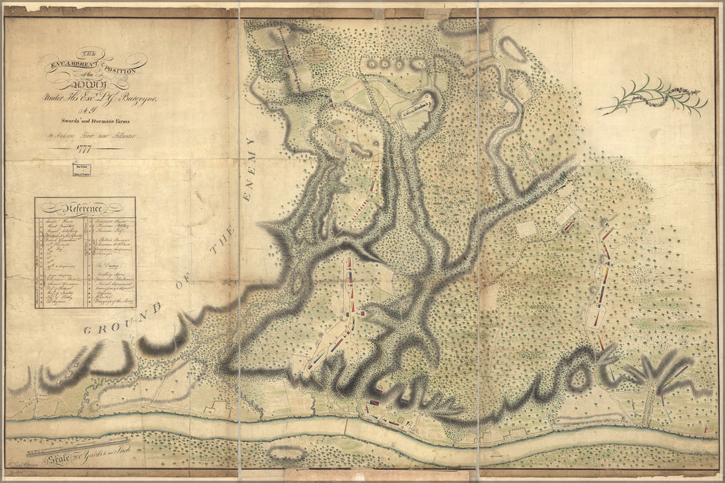 24"x36" Gallery Poster, map of Hudson River near Stillwater, 1777