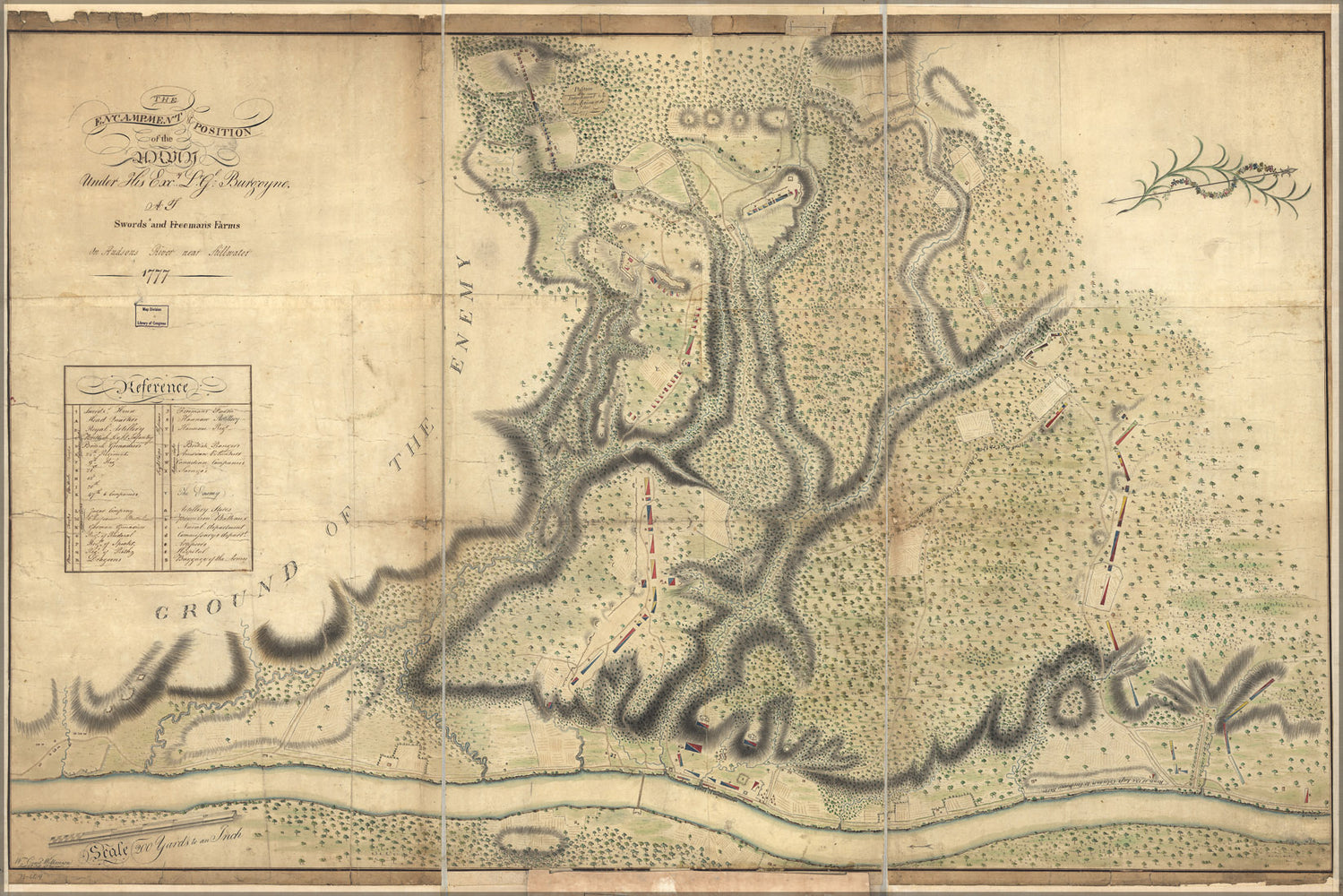 24"x36" Gallery Poster, map of Hudson River near Stillwater, 1777