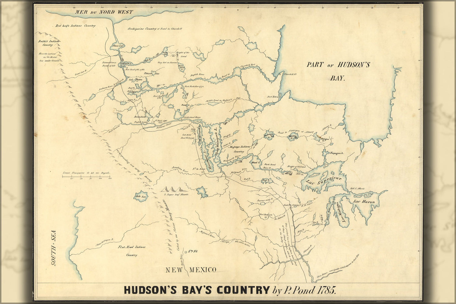 24"x36" Gallery Poster, map of Hudson's Bay's country canada 1850