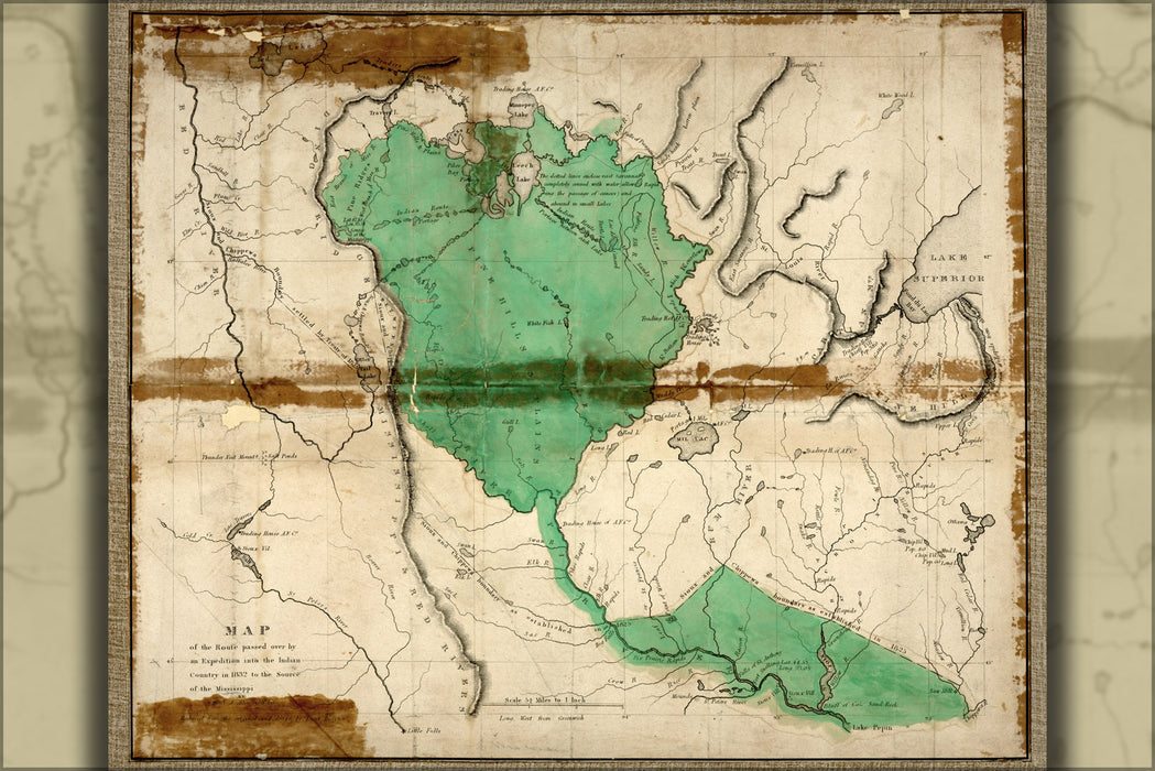 24"x36" Gallery Poster, map of Indian country minnesota in 1832