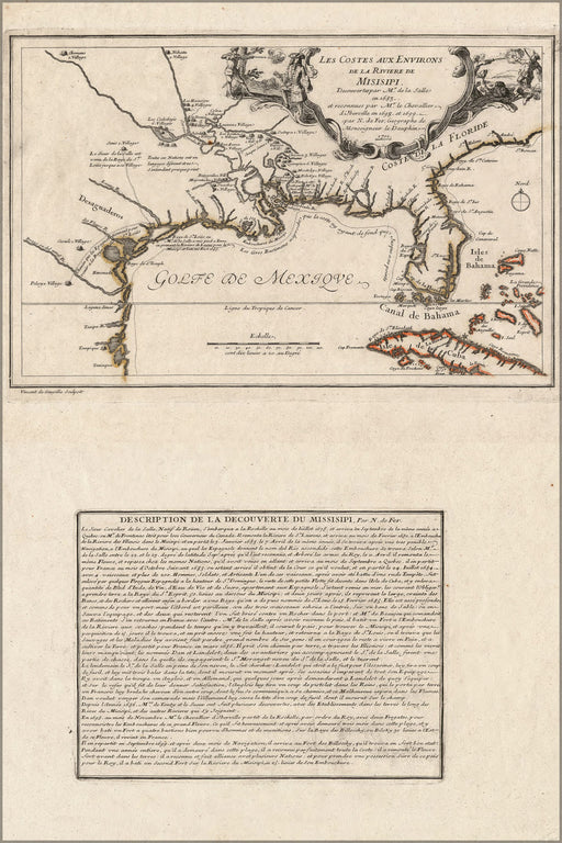 24"x36" Gallery Poster, map of Indian villages 1683 in french p1