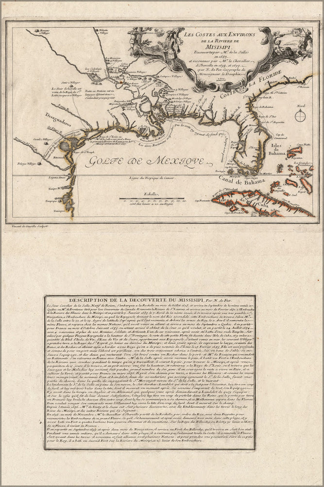 24"x36" Gallery Poster, map of Indian villages 1683 in french p1