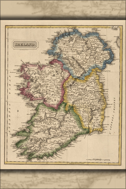 24"x36" Gallery Poster, map of Ireland 1817