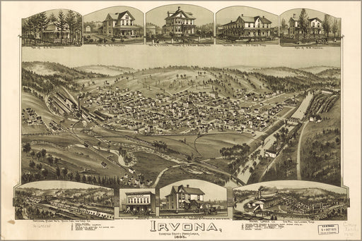 24"x36" Gallery Poster, map of Irvona, Pennsylvania 1895