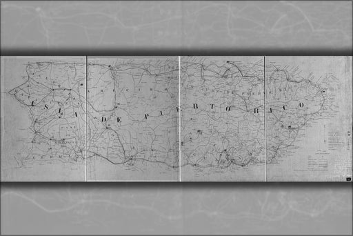 24"x36" Gallery Poster, map of Isla de Puerto Rico 1898