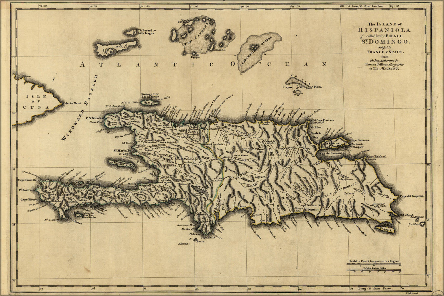 24"x36" Gallery Poster, map of Island of Hispaniola 1768