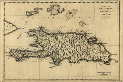 24"x36" Gallery Poster, map of Island of Hispaniola 1768