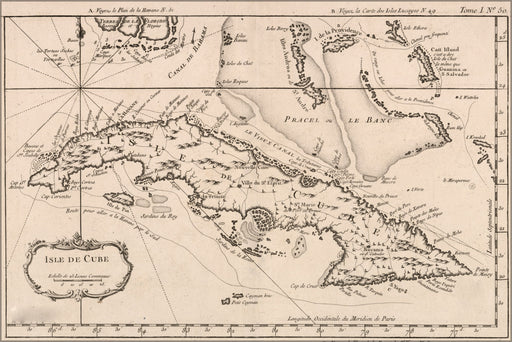 24"x36" Gallery Poster, map of Isle de Cuba 1764