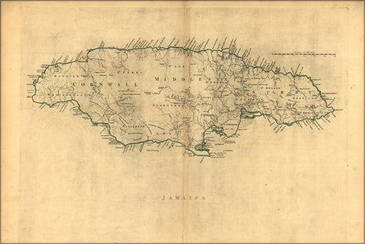 24"x36" Gallery Poster, map of Jamaica 1768