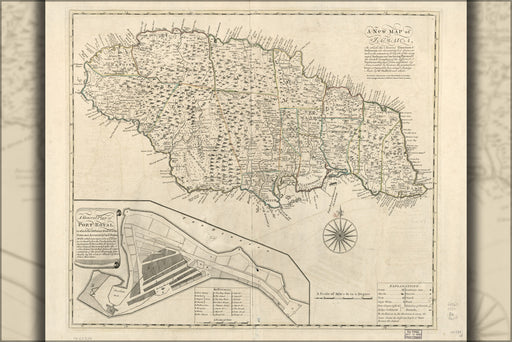 24"x36" Gallery Poster, map of Jamaica 1770