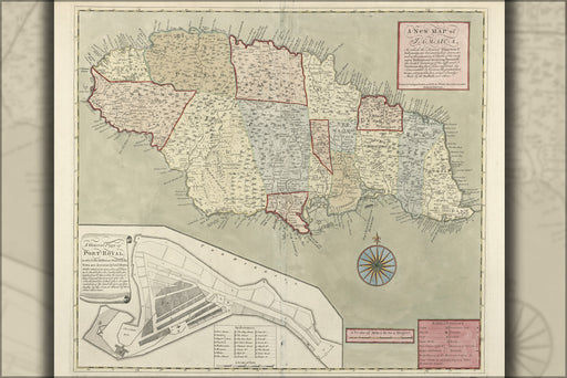 24"x36" Gallery Poster, map of Jamaica 1771