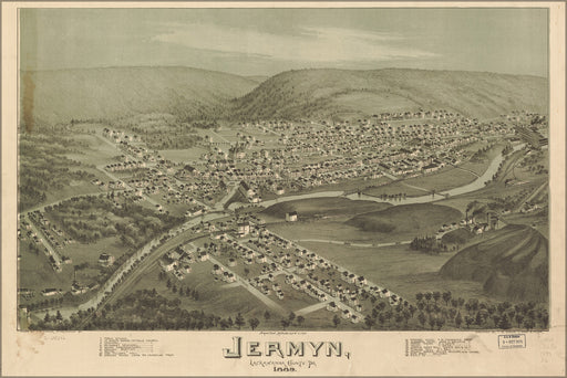 24"x36" Gallery Poster, map of Jermyn, pennsylvania 1889