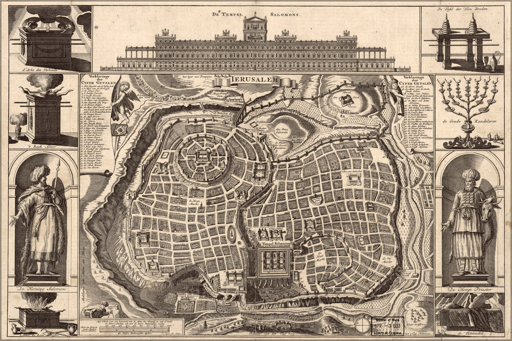 24"x36" Gallery Poster, map of Jerusalem israel 1770