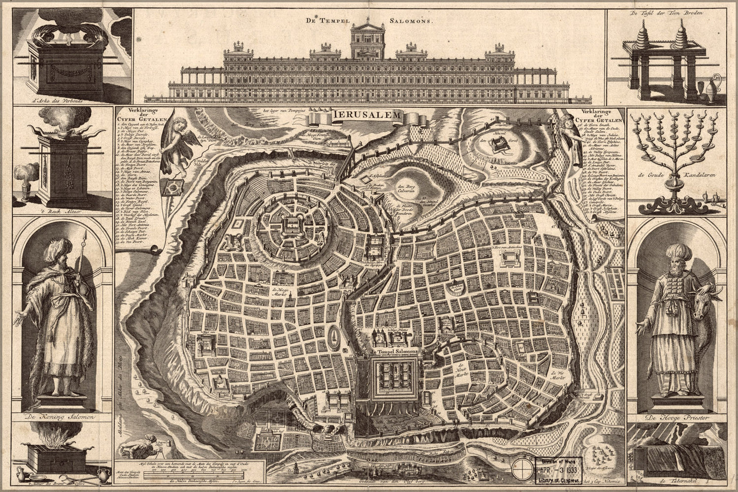 24"x36" Gallery Poster, map of Jerusalem israel 1770