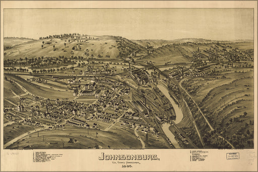 24"x36" Gallery Poster, map of Johnsonburg, Pennsylvania 1895
